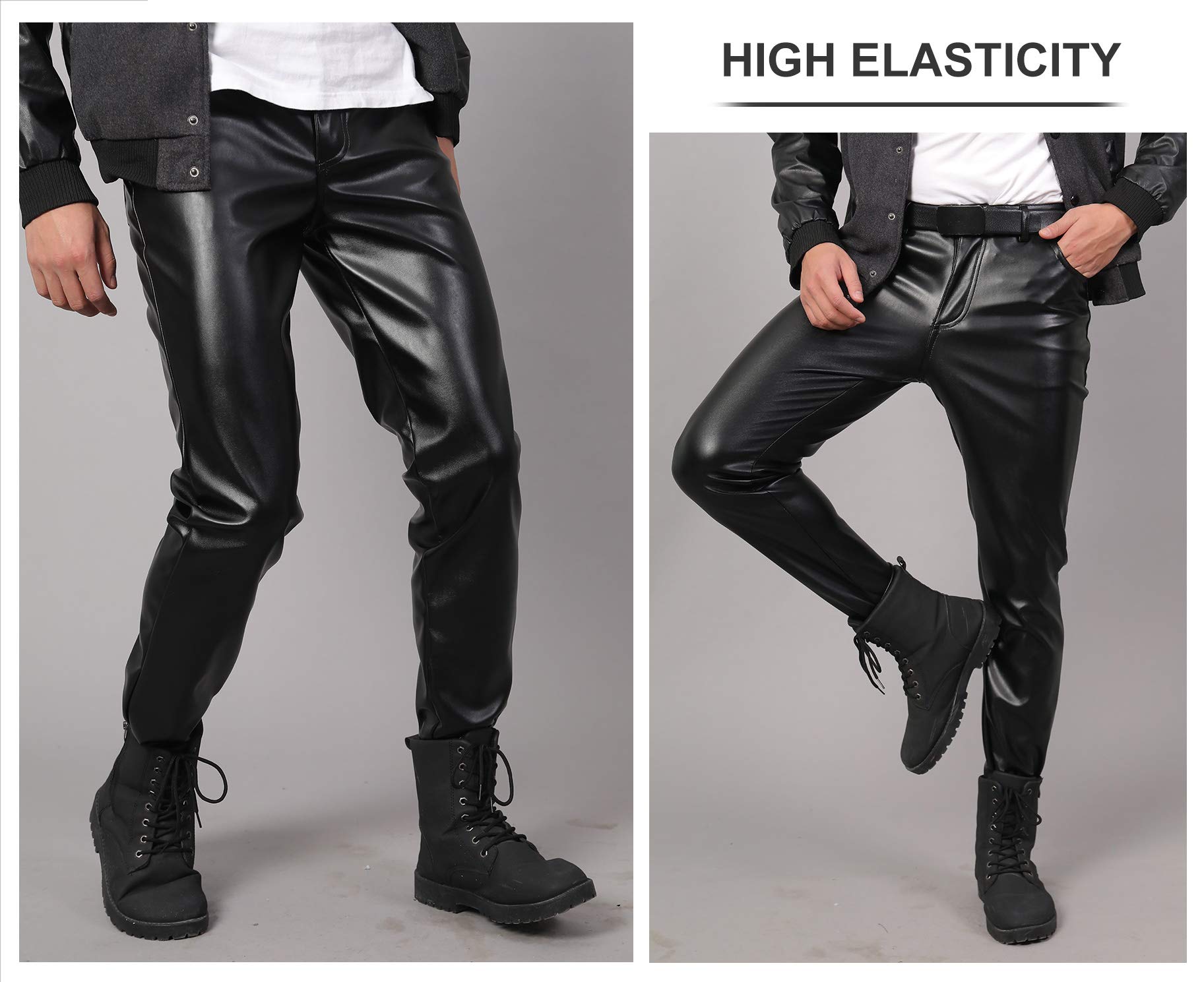 Panegy Herren Kunstleder Hosen Slim Fit Lange Hosen Stretch Enge Bleistift Hose für Nachtclub Bühnenshow Kostüm Cosplay