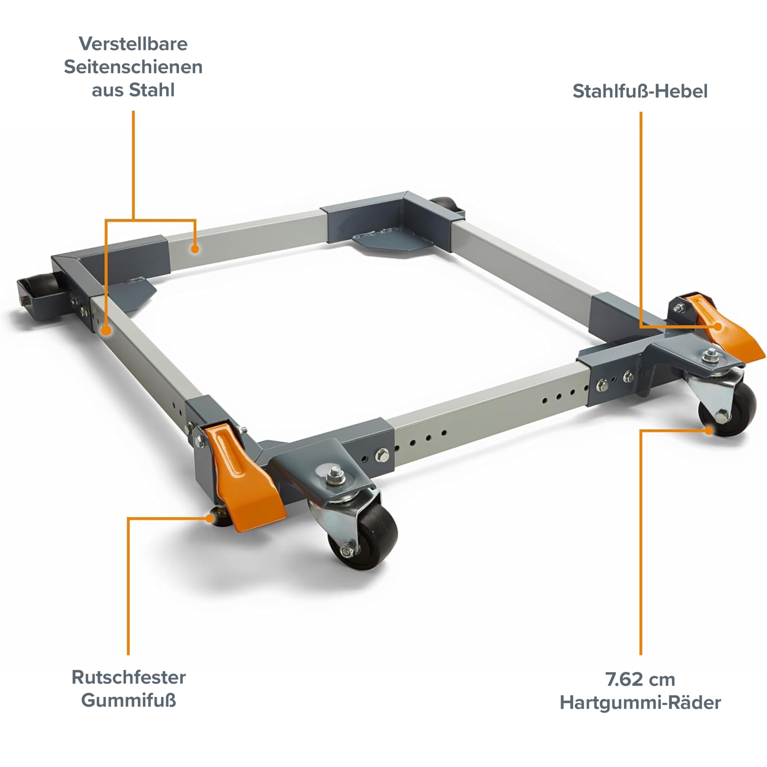 BORA Portamate PM-3500 Fahrbares Rolluntergestell – Universelle Maschinenbasis für Elektrowerkzeuge, 680 kg Tragkraft, Stahl, Kugellager-Räder, Höhenverstellbar