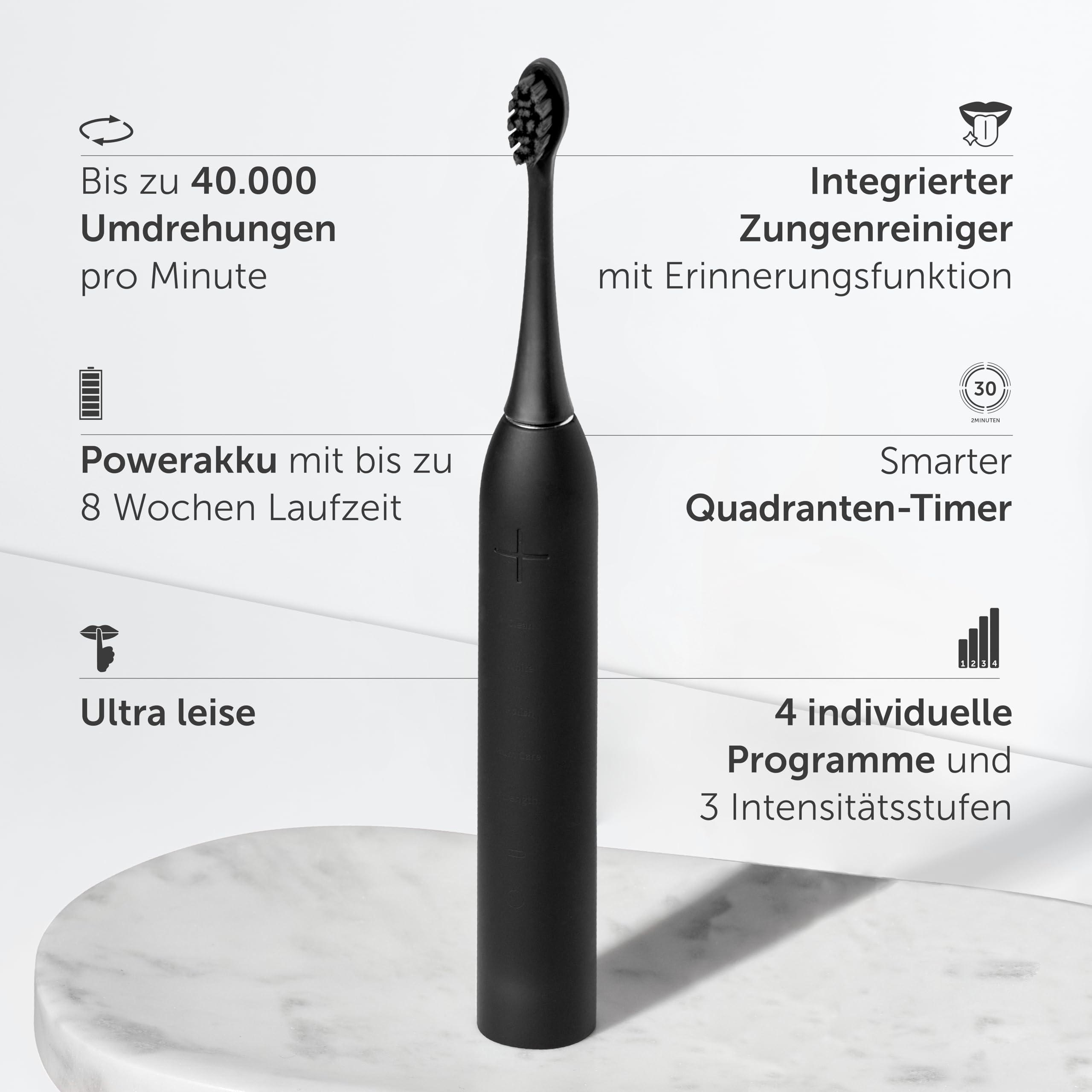 Uniquesmile Zahnaufhellung Whitening Strips Bundle mit Schallzahnbürste - Testsieger 2024-100 Tage risikofrei testen (40 Stück/Ultimate Black)
