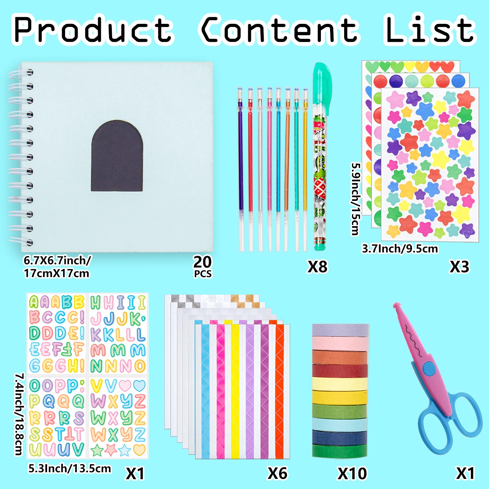 Amimy Kid Scrapbook DIY Photo Album Hard Cover Scrapbook Kit for Kids Instant Camera Print Paper with DIY Accessories (Blue) - Image 2