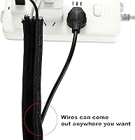 Vista 6 de Boao 3 piezas de protector de cable de telar de alambre negro tubería funda dividida para cable de carga USB, cable de audio y video, cada tamaño 10