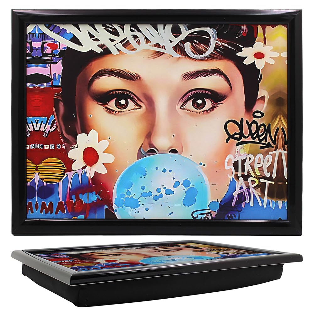 Tamersgifts Cushioned Laptrays Lap Tray TV Dinner Bean Bag Padded Cushion Gift (Audrey Hepburn Lap tray) — image 1
