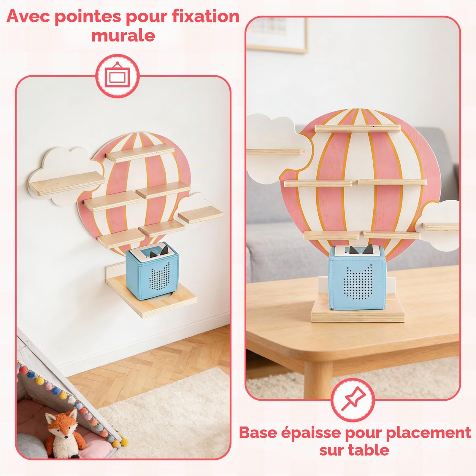 Étagère magnétique pour Tonie, étagère murale pour rangement de figurines Toniebox/Tonie - Étagère Toniesbox montage mural pour tous vos accessoires Tonies - Accessoires pour Toniebox 1 et 2 - Kit de
