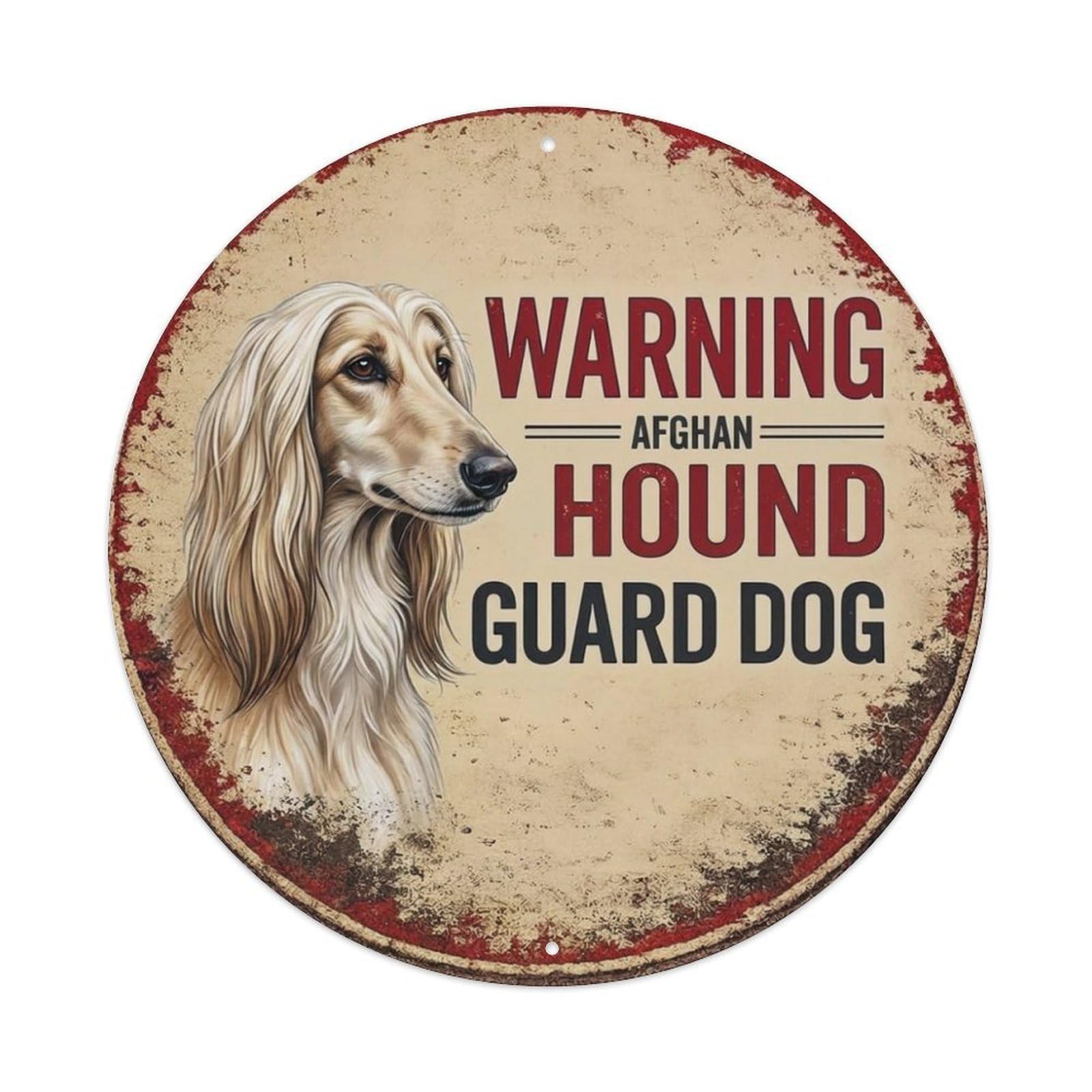 Metal Tin Sign Vintage Warning Afghan Hound