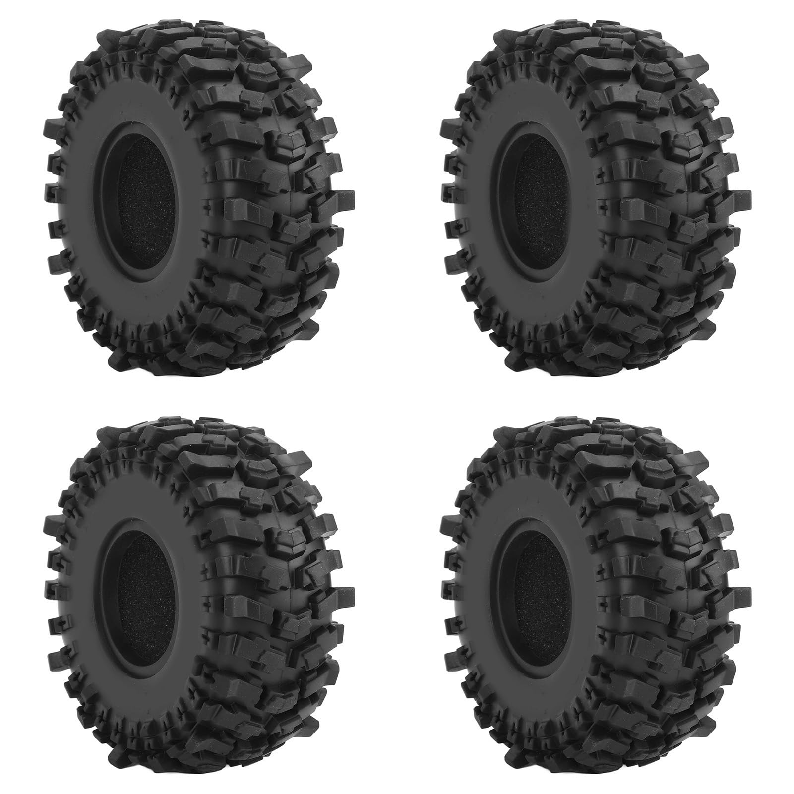 Dilwe Pneu de Voiture télécommandé, 4 Pièces Pneus sur Chenilles RC de 1,9 Pouces Pneus en Caoutchouc avec Insert en Mousse pour Voiture sur Chenilles 1/10 RC SCX10