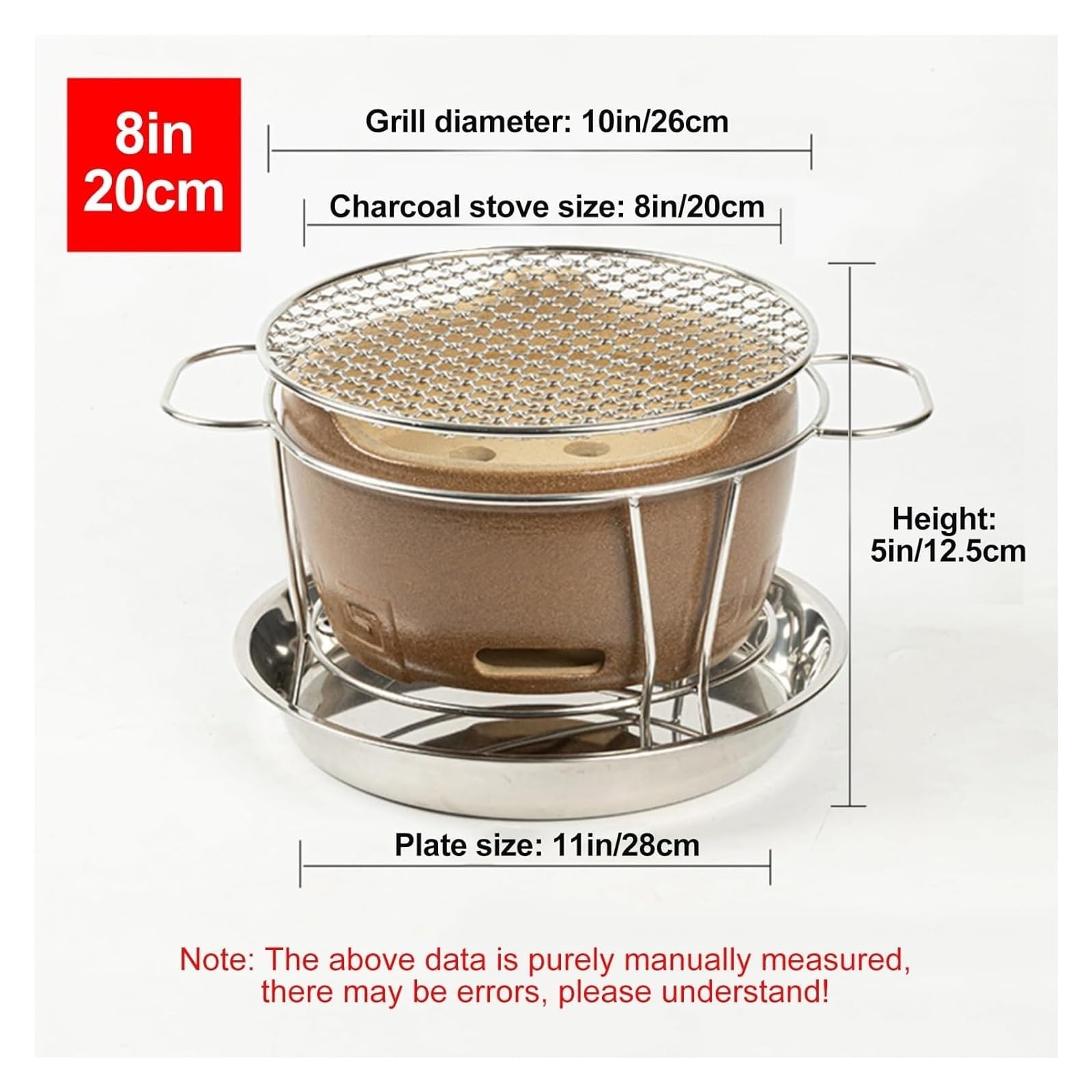 Grill węglowy, piec węglowy kempingowy, grill węglowy, przenośny piec na drewno, domowy piecyk typu China-Style Hot Pot, surowy ceramiczny piecyk do grilla do domu, plecakowy, piknikowy(Small)