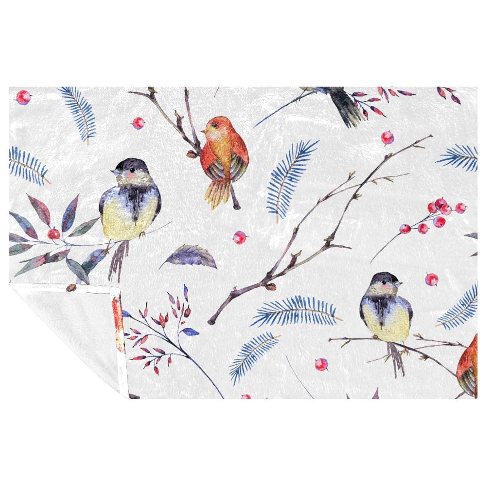 Couverture oiseaux douce et chaude au design artistique pour votre lit