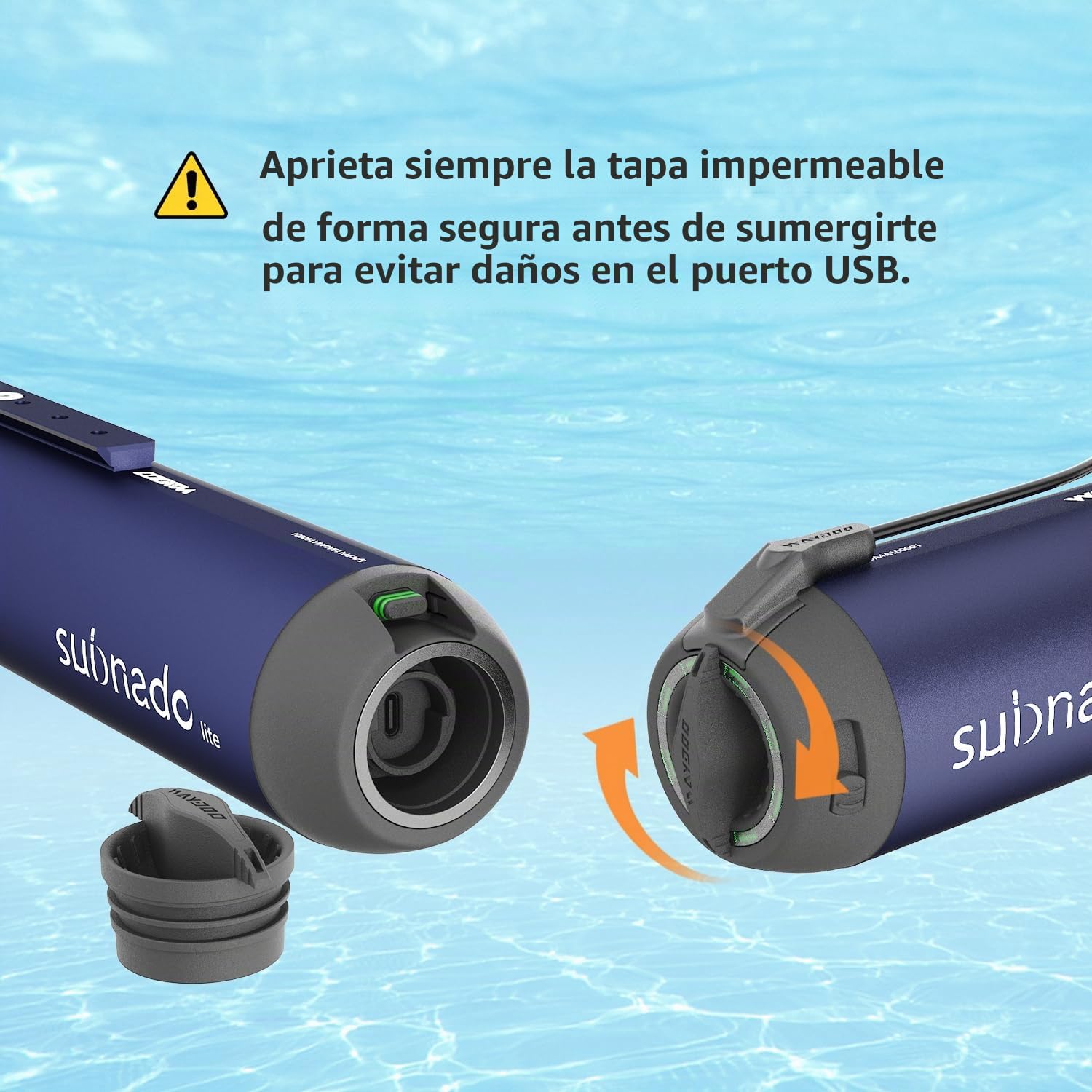 Waydoo Subnado Lite Scooter Submarino, Scooter Acuático Compacto con Asa Desmontable para Buceo, Snorkel y Deportes Acuáticos, Portátil para Adultos y Niños, Azul