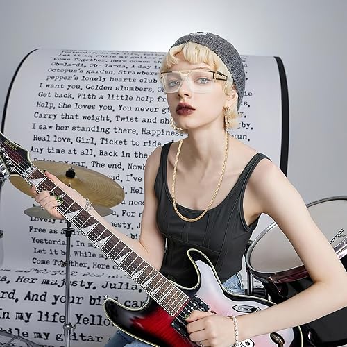 Miniatura 6 de Trajes de los años 90 para mujer, kit de disfraz de hip hop de los años 80, accesorios de joyería de rapero de la vieja escuela, lentes de sol,