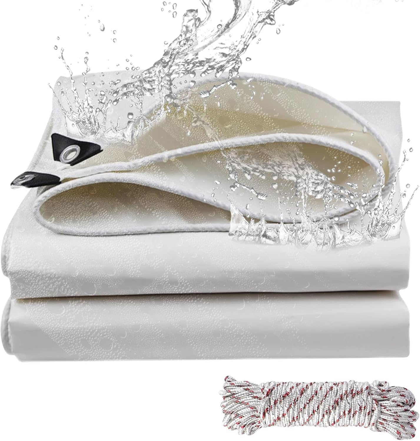 Jianyana baches imperméables pour Exterieur, 440 g/m² PVC bache de Protection Exterieur avec œillets renforcés pour Meubles, Blanc(2×5m)