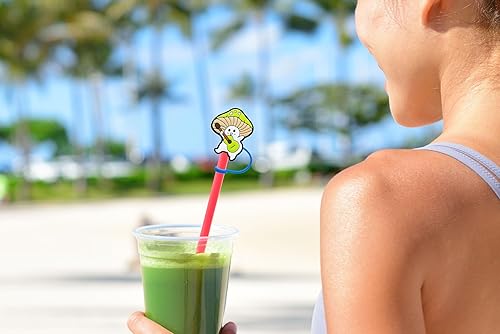 Miniatura 4 de UGTEWXU 8 fundas de paja de hongos lindos para copa Stanley, tapa de paja de silicona, tapa reutilizable de polvo de tubo de succión de 0.39 pulgadas