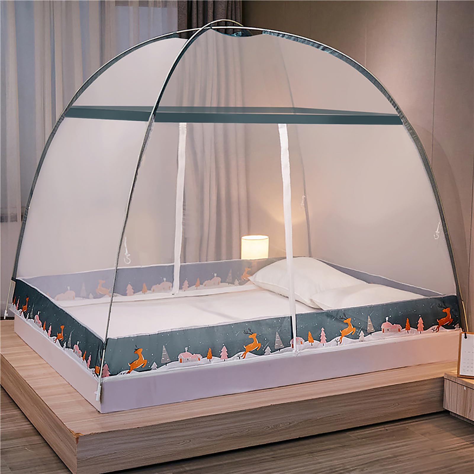 Moustiquaire 180x200 grand lit double à fond intégré anti-insecte
