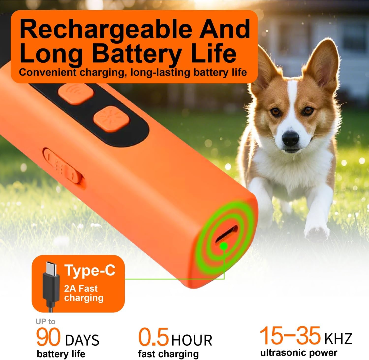 Dog Bark Deterrent Devices, Anti Bark Tool with Dual LED Lights, Ultrasonic Range Up to 32FT, Safe for Dog Training, Corrects Unwanted Behavior, Indoor & Outdoor Use