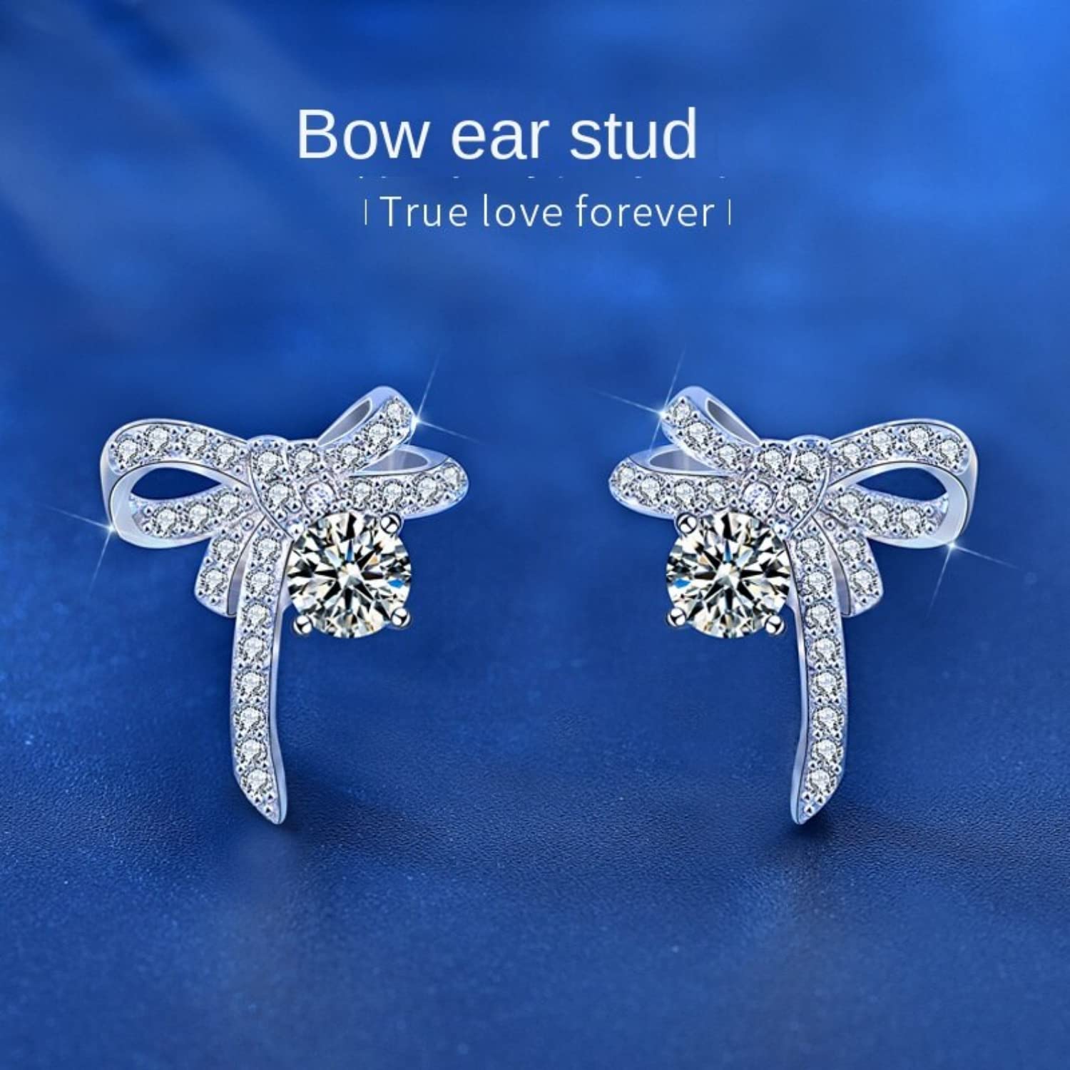 WZGWDC 0,5 Karat D-Farben-Moissanit-Ohrstecker für Damen, S925-Sterlingsilber, Schleifen-Ohrringe für Valentinstag, Geburtstag, Weihnachten, Geschenk