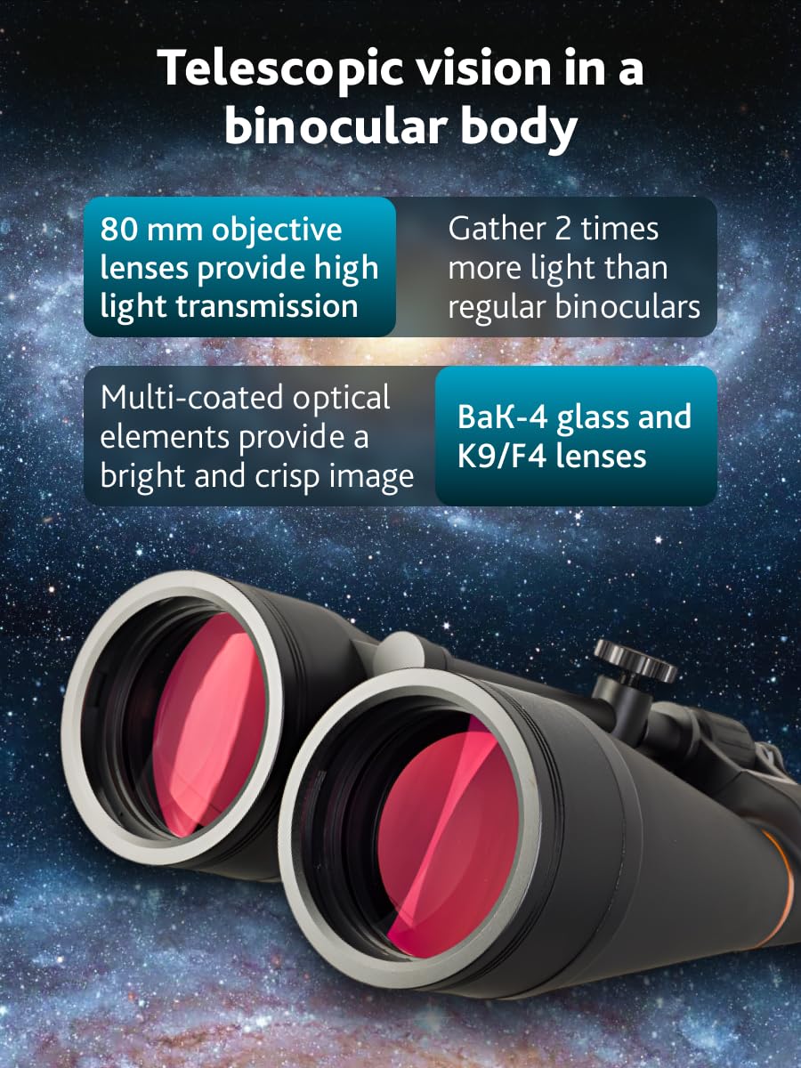 Levenhuk Bruno Plus 30x80 Jumelles Astronomiques Puissantes, Prismes Porro