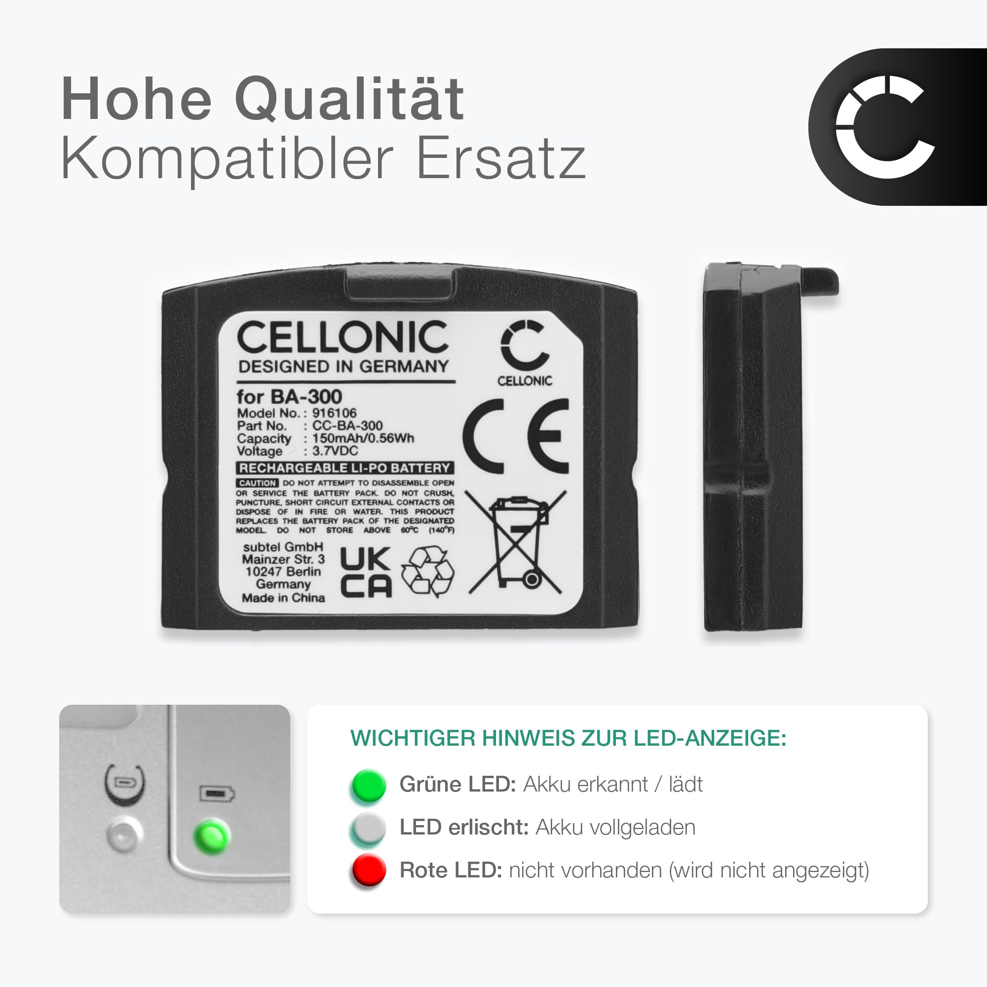 CELLONIC 2X Akku für Headset Kompatibel mit Sennheiser RI 840 (Set 840 TV), RR 4200, RI 830 (Set 830 TV), BA 300 - (150mAh, 3.7V)