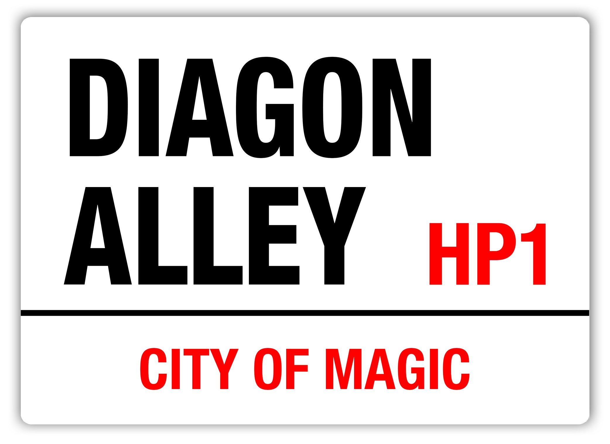 WTF | Diagon Alley Sign | Sticky Pads - Metal Wall Sign Plaque Art Inspirational