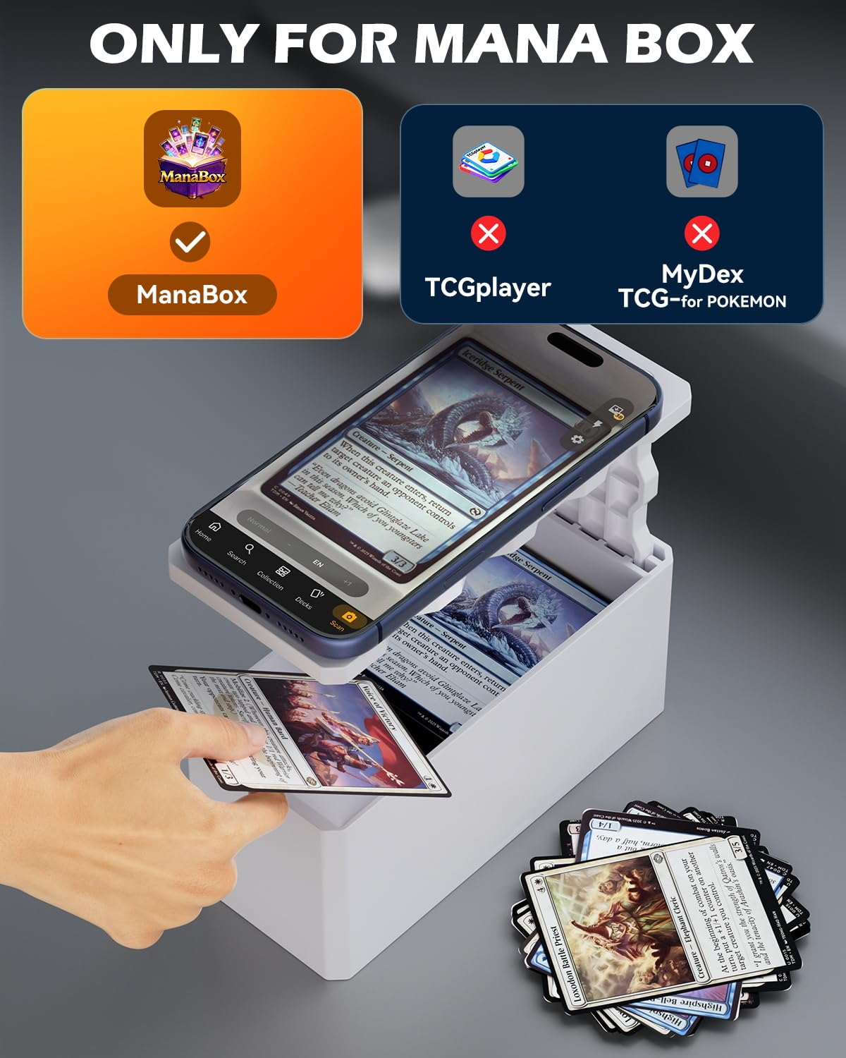 CloudValley TCG-Kartenscanner-Ständer für MTG-Sammelkarten, 【ABS-Material】Verstellbare Halterung für das Scannen mit dem Smartphone, 【Schnelles Scannen & Preisvergleich】Kompatibel mit der ManaBox-APP