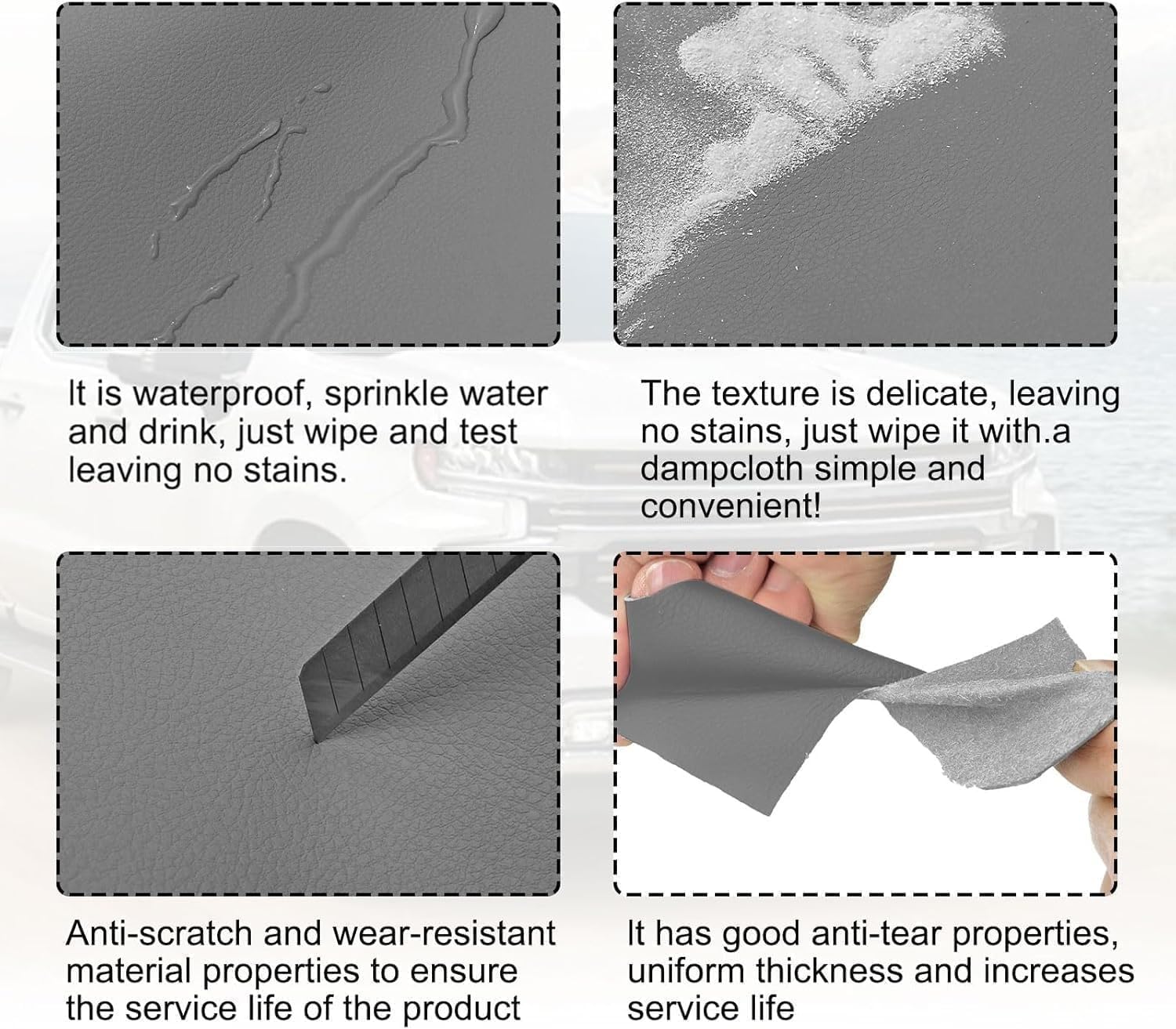 SecosAutoparts Driver and Passenger Side Bottom Replacement Leather Seat Cover Gray #122 922 Compatible with Chevy Silverado Tahoe Suburban Compatible with GMC Sierra 1999 2000 2001 2002