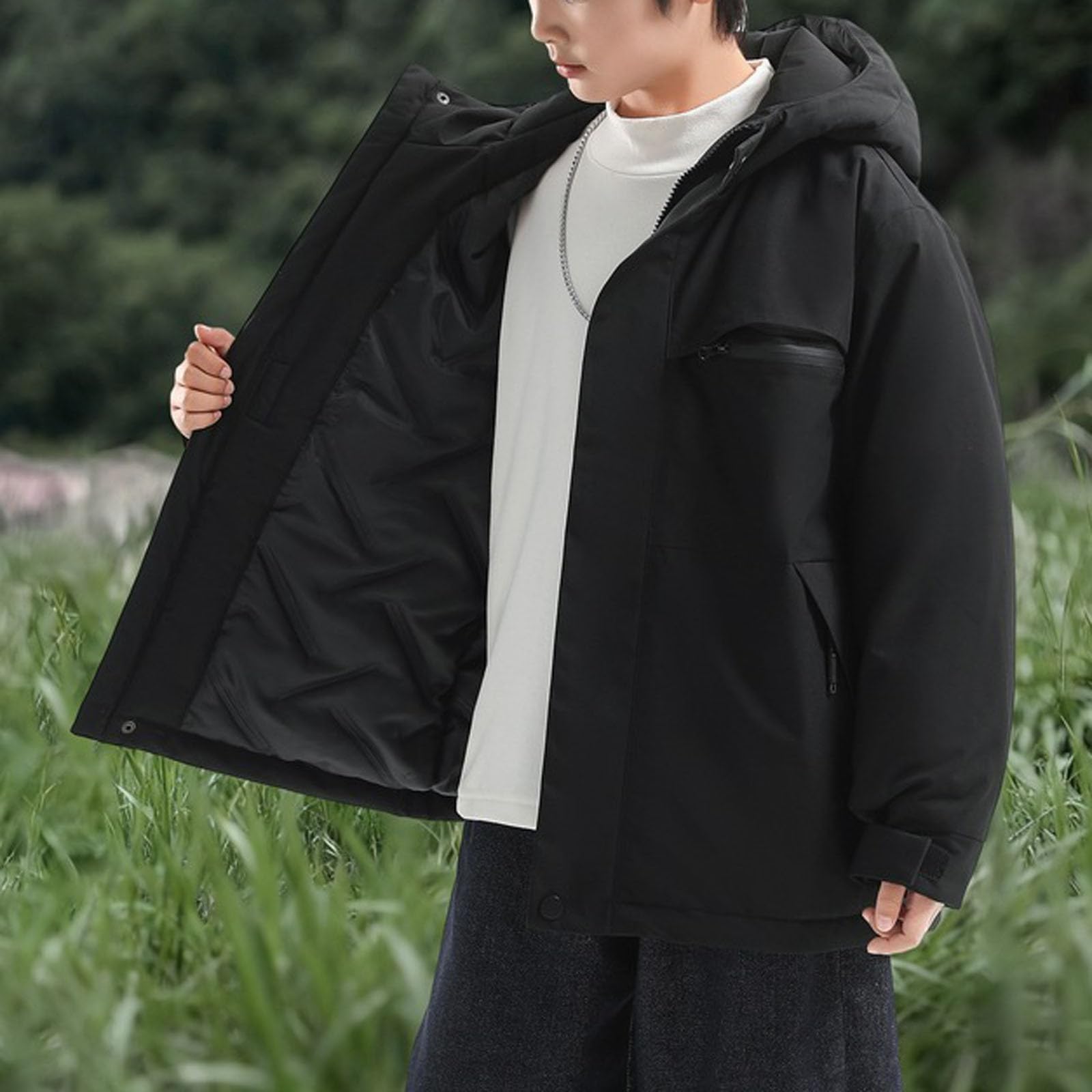 AEGJEGVD Manteau Enfant Garçon Capuche Zippé Duvet Chaud Confort Simple