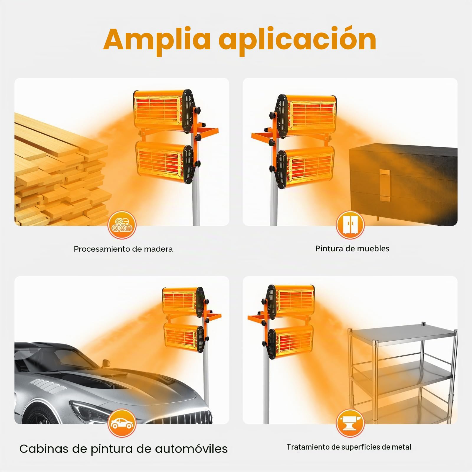 Secador de pintura infrarrojo con cardán y columna Lámpara de pintura infrarroja 2000W Calefacción infrarroja para cabinas pintura automotriz reparación de carrocería