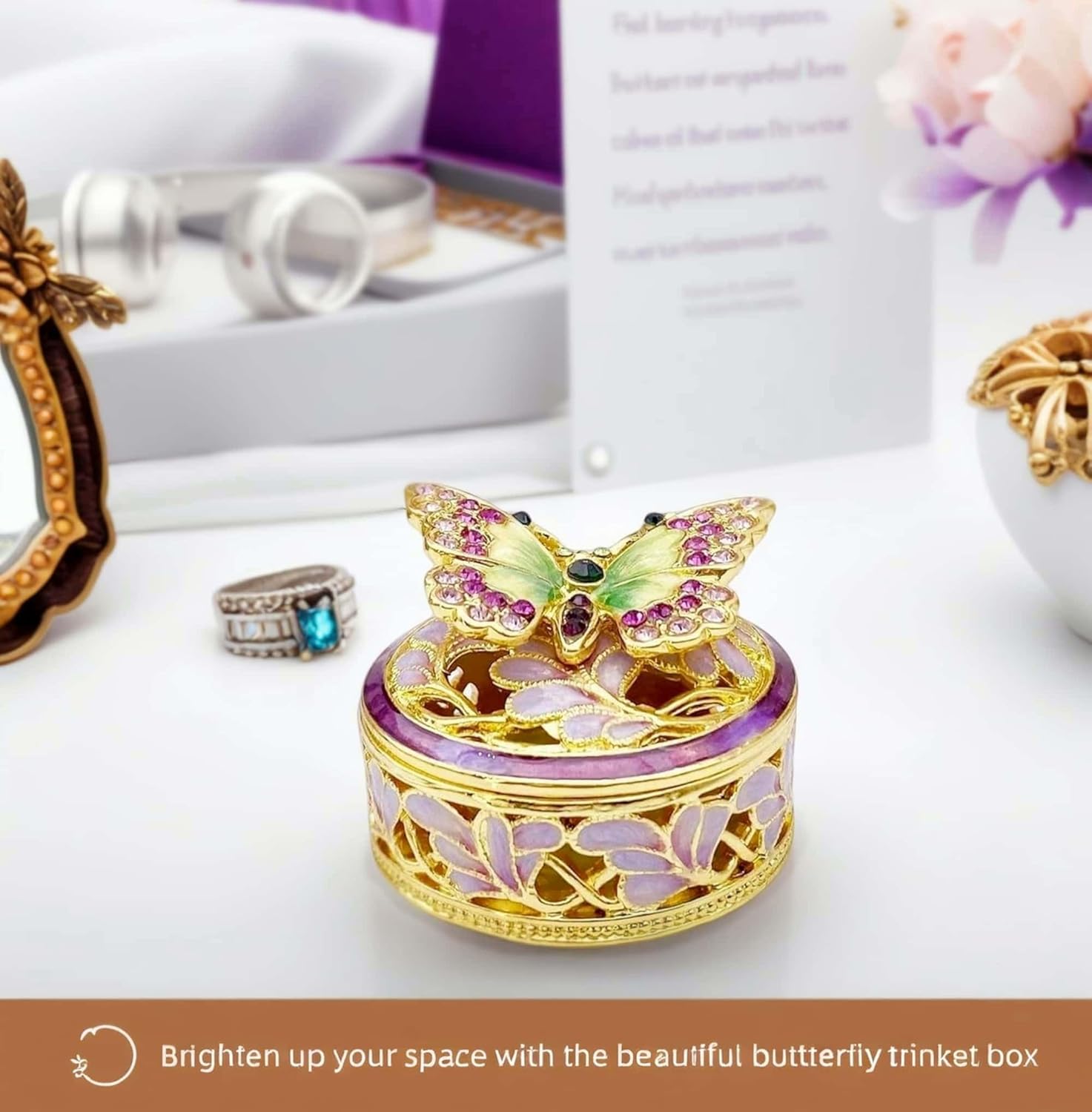 Elegant Butterfly Jewelry Trinket Boxes.Enameled Decorative Keepsake Ring Box Holder Necklace Earrings Organizer Home Decor.Butterfly Gifts for Women - Image 4