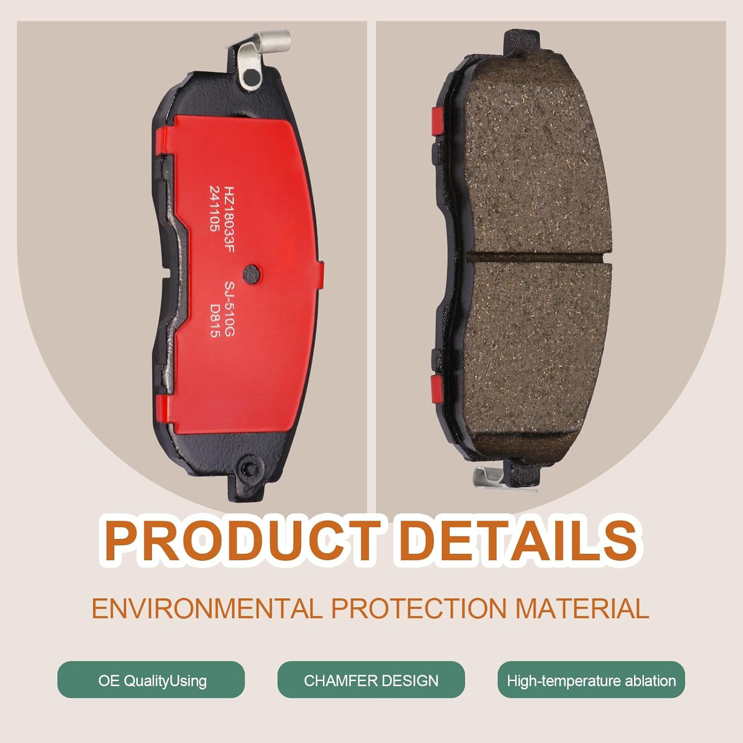 HZ815H Brake Pads Front Replacement for Infiniti G20 G35 G35 I30 I35, Nissan 350Z Altima Cube Juke Maxima Sentra Versa, Suzuki SX4 Disc Brakes Driver Passenger Side 815A