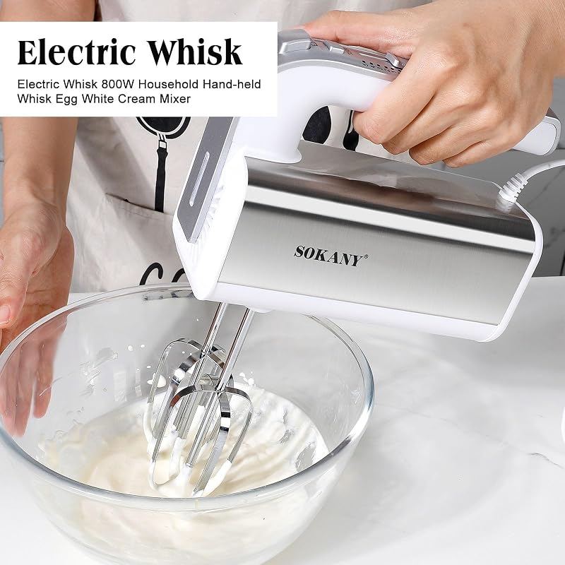 SOKANY 800W Kézi Mixer Rozsdamentes Acél 5 Fokozat Dagasztó Habverő
