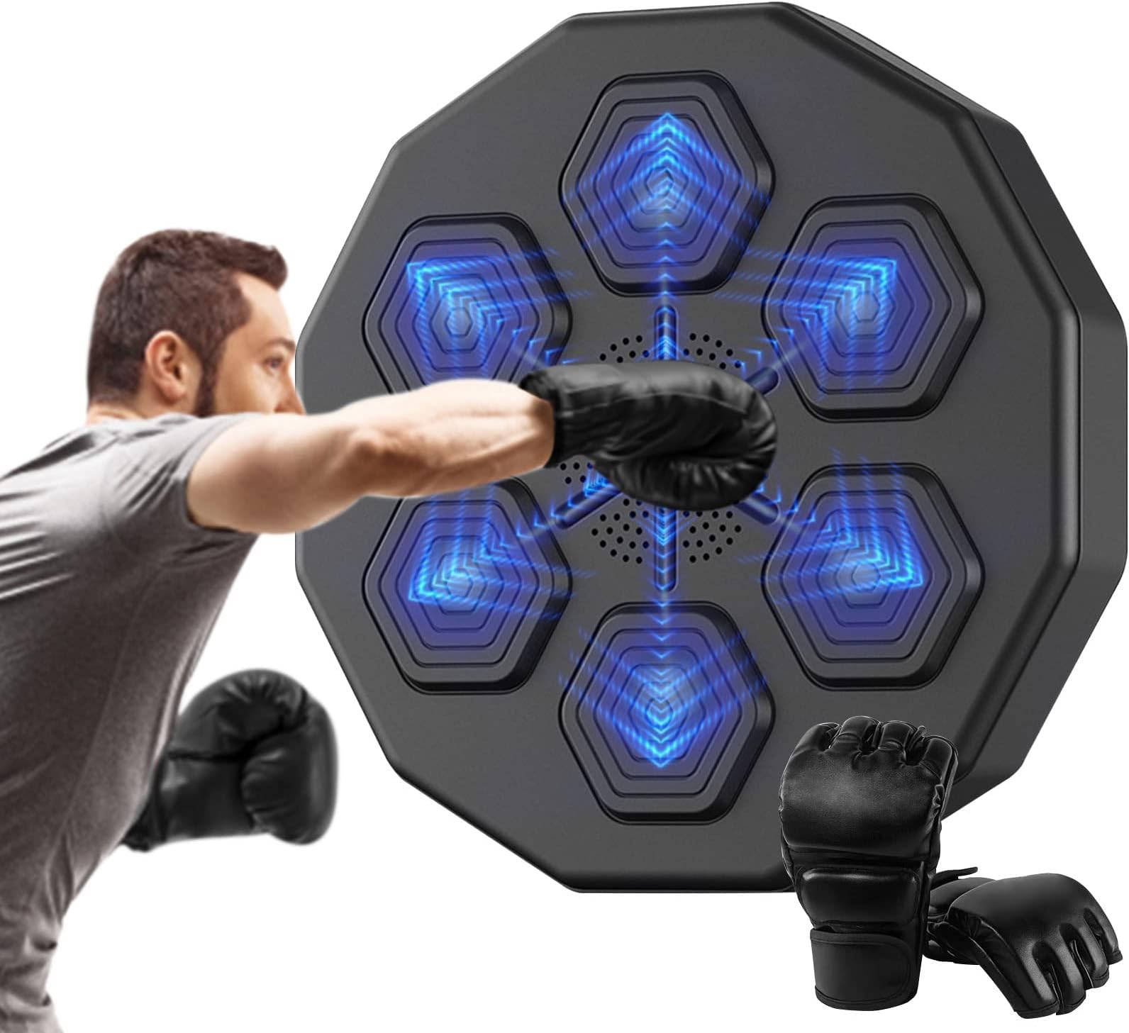 Fundrem Electronic Music Boxing Machine - Boxing Training Punching Equipment, Wall Mounted Boxing Machine, Smart Boxing Target Workout Machine. Portable Music Puch Bag Fighting Game Indoor