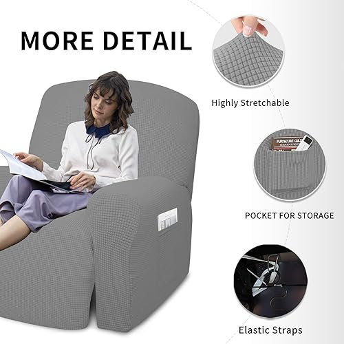 Miniatura 450 de Funda elástica para sofá reclinable de fácil colocación, Tela mezcla de poliéster Algodón, Arena