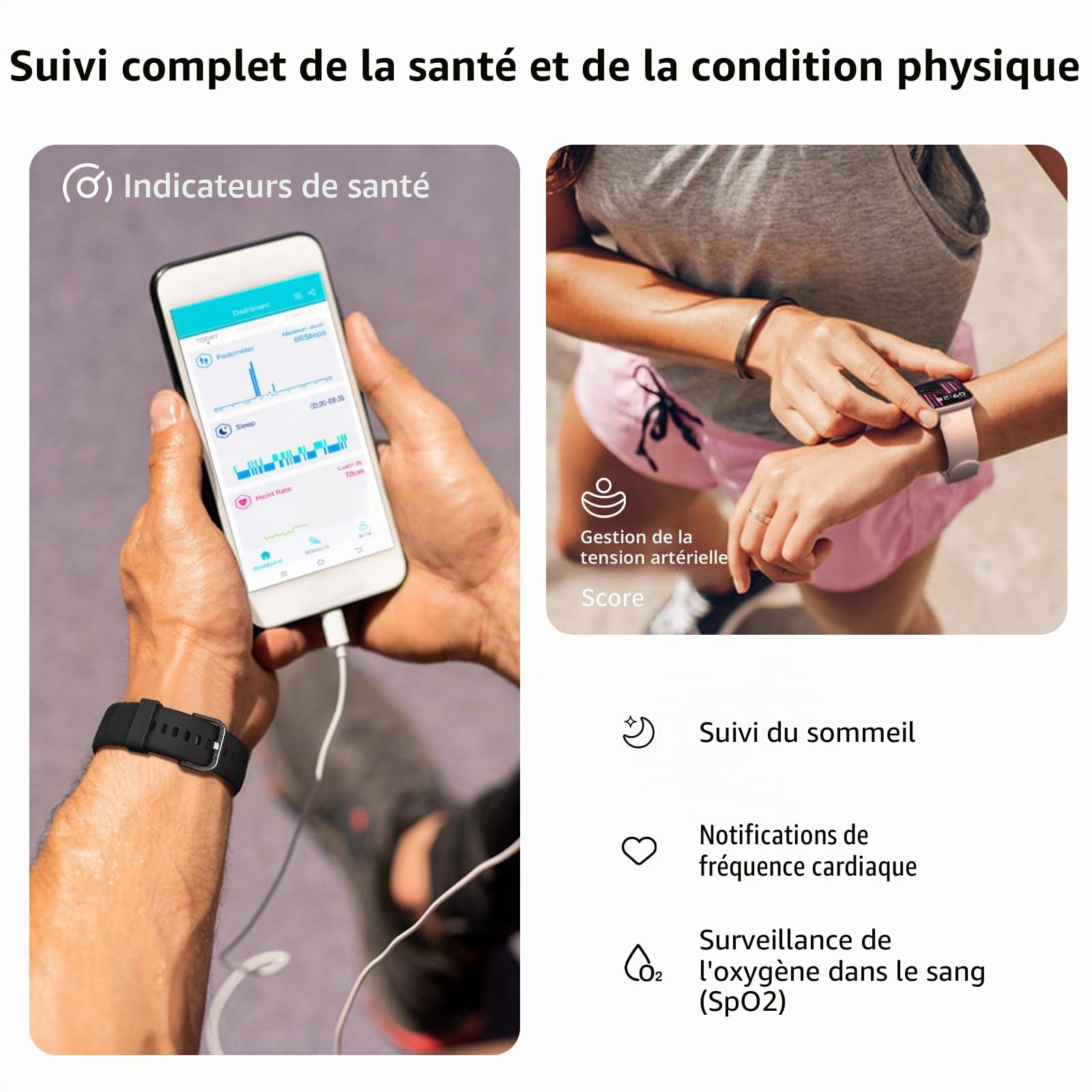 Montre Connectée Femme Homme avec Appels Bluetooth, 1.85" HD Smartwatch avec 140+ Modes Sportifs, Etanche IP68 Montre Connectee avec Podometre/Cardiofrequencemetre/Moniteur de Sommeil pour Android/iOS