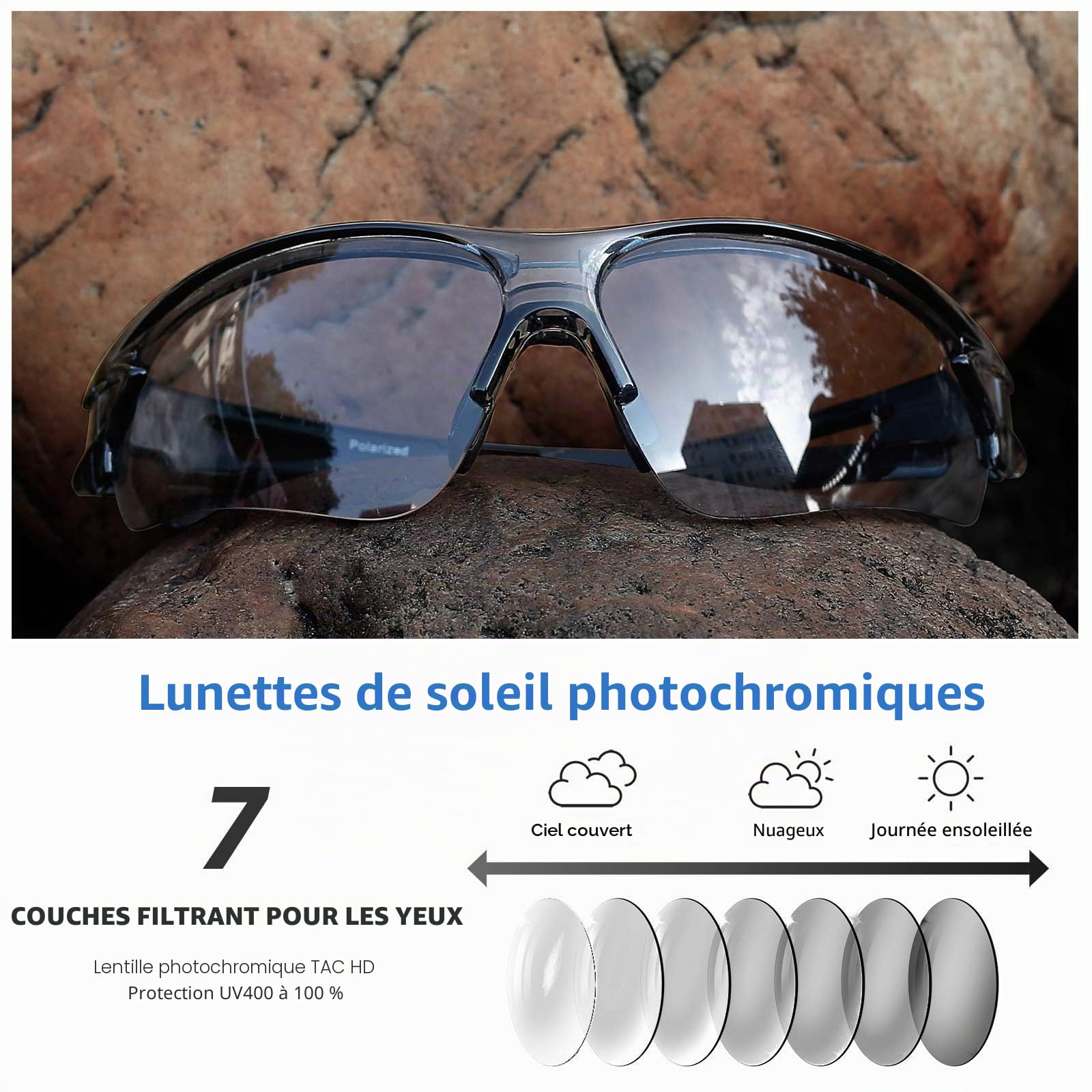 BEACOOL Lunette de Soleil de Sports Polarisée Homme Femme Lunettes de Cyclisme Jeunes Baseball Cyclisme Course Pêche Golf Moto Protection UV400