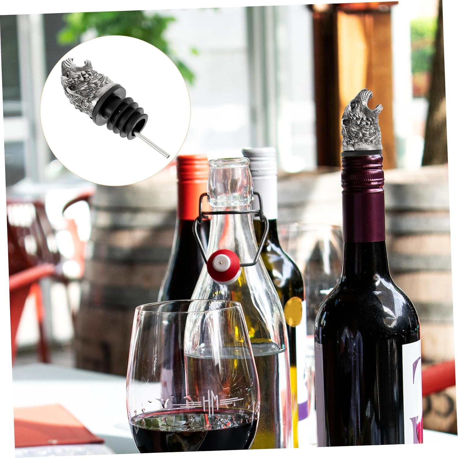 Mikinona Wine Bottle Pourer Spout Multi Function Tiger Head Design for Pouring Sealing present for Wine Lovers at Parties Weddings and Banquets
