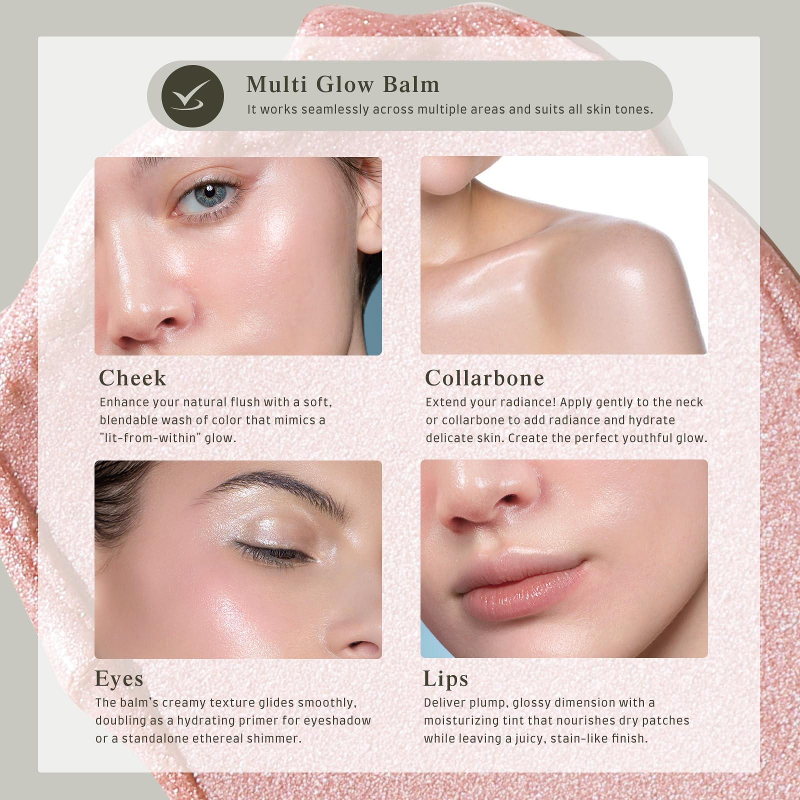 bayfree Mulit Glow Balm, Kremowy Róż do Policzków, Makijaż Twarzy, Promienne Wykończenie, Nawilżający, Kremowy, Lekki, Rozcierający Kolor (Dewy)