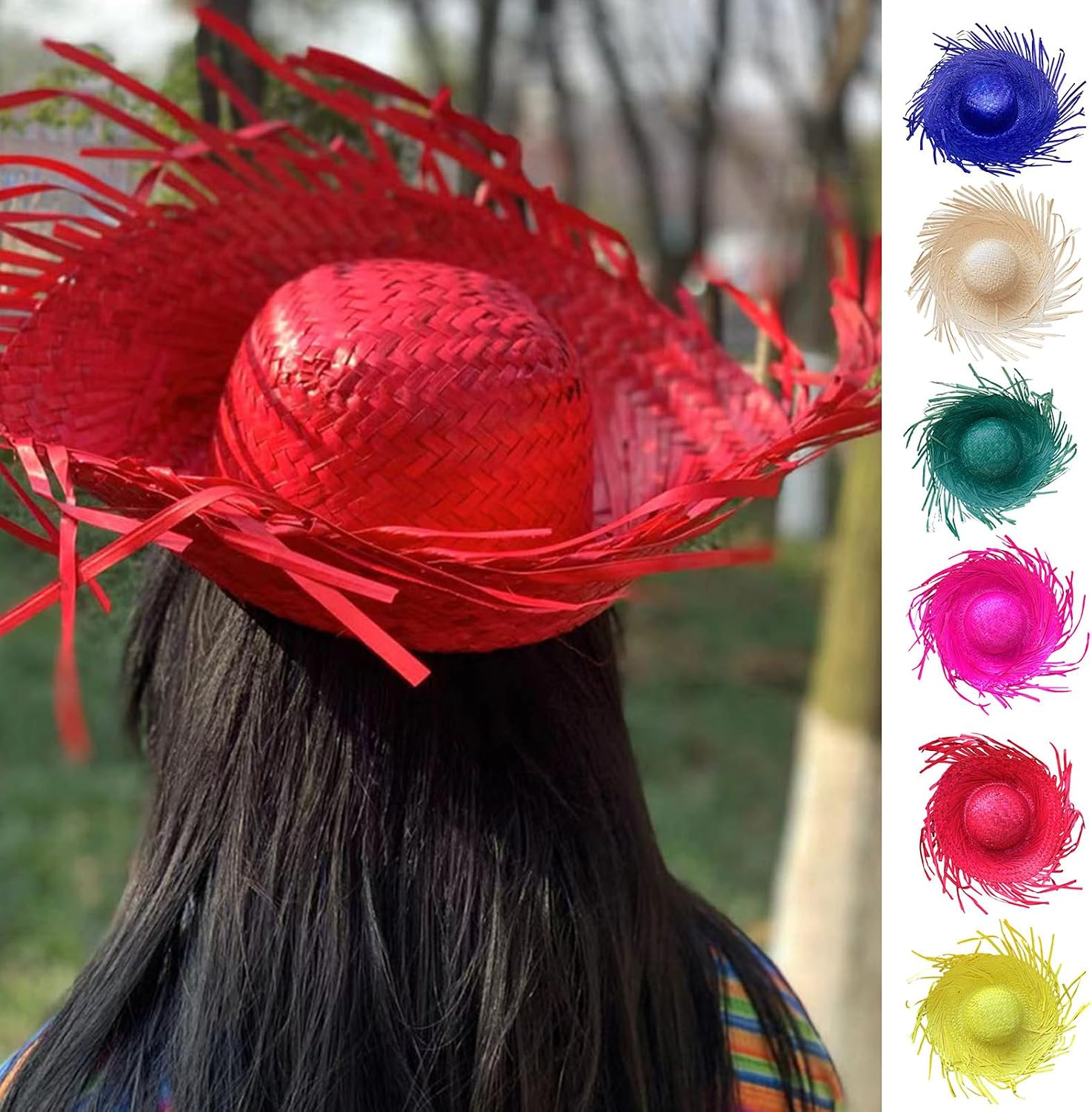 Straw Hat Beach Sun Hat Woven Palm Grass Costume Accessory for Women Men Outdoor Party Hawaiian Theme