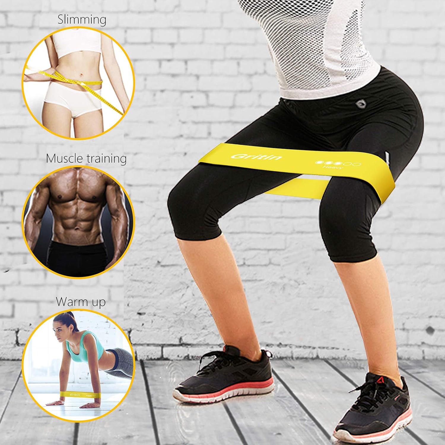 Gritin Resistance Loop Exercise Bands with Instruction Guide and Carry Bag, Set of 5 : Sports & Outdoors