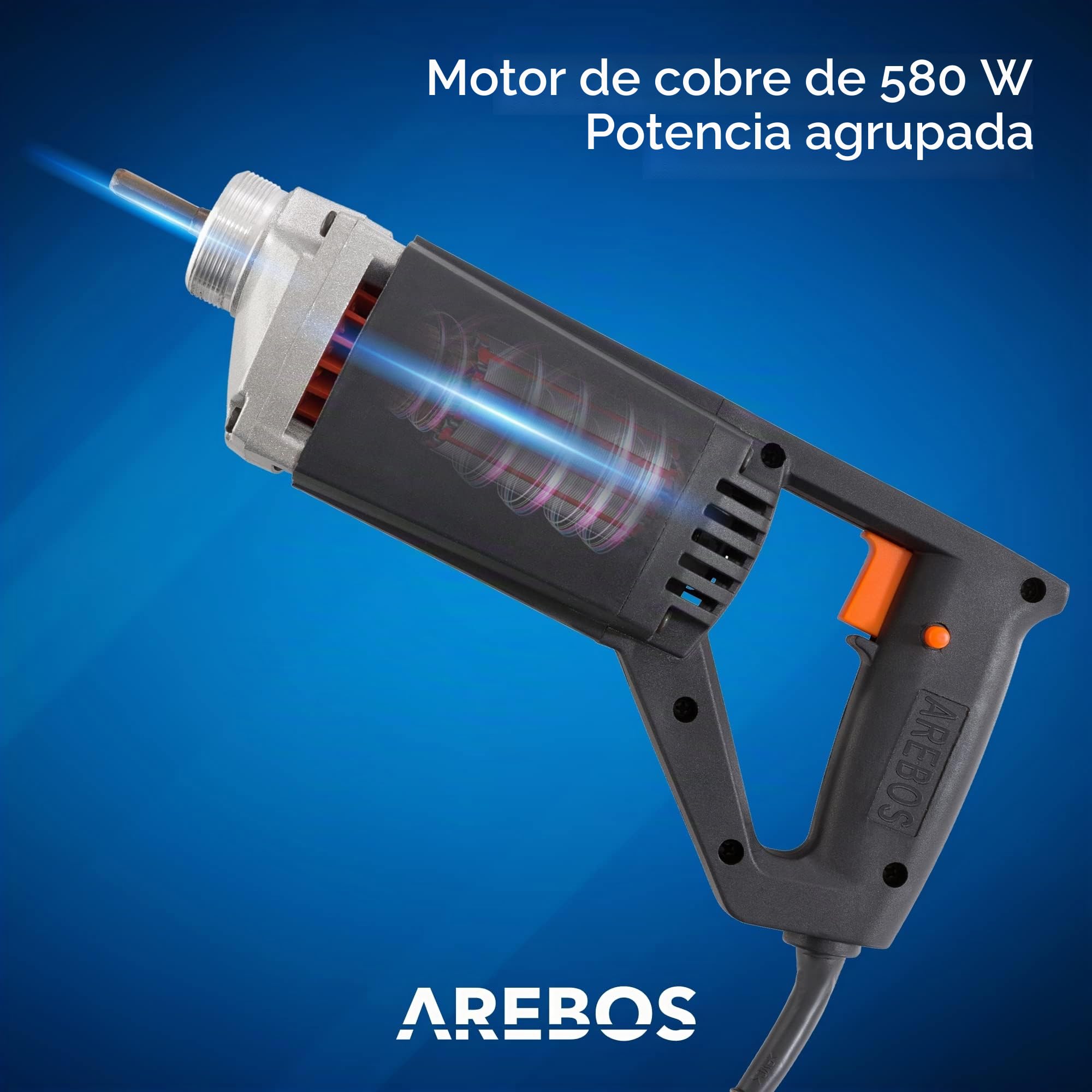 Arebos Vibrador de hormigón | Aguja vibrante electrica | Vibrador de construcción eléctrico | 580W | longitud de varilla vibratoria de 1,5m | para concreto