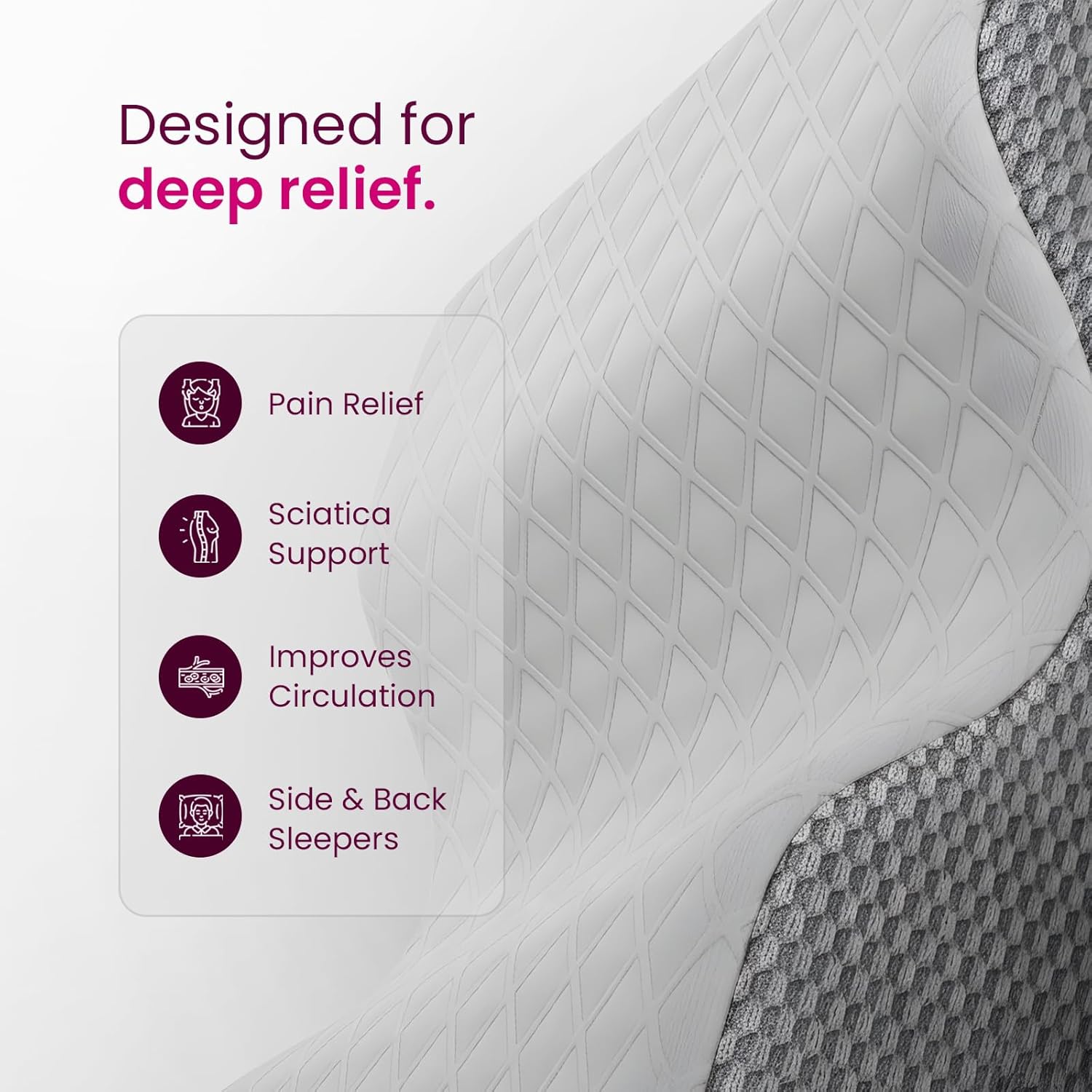 IWS Ergonomic Knee Pillow – Premium Memory Foam for Hip, Leg & Spine Alignment, Sciatica Pain Relief, Cooling Breathable Cover for Side & Back Sleepers