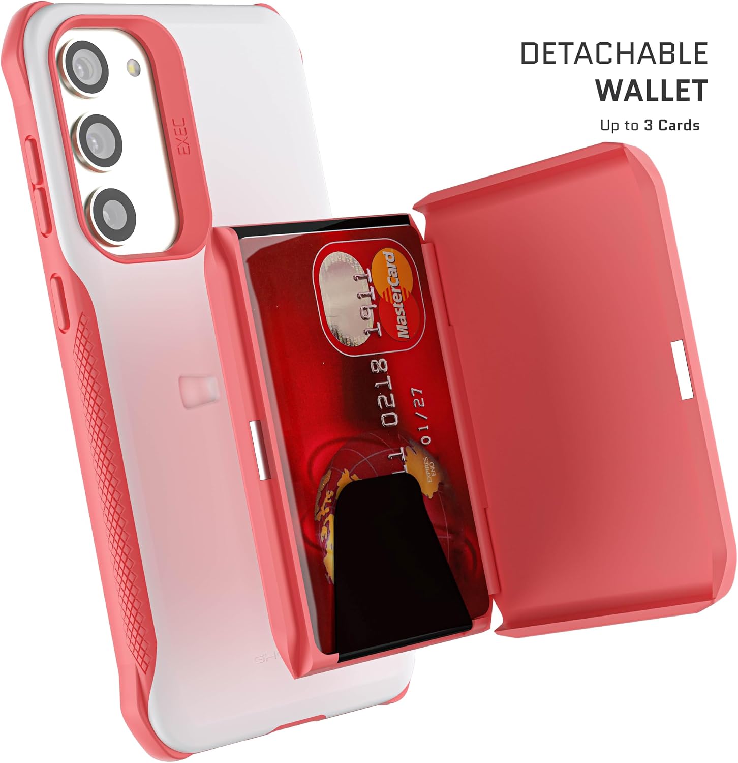 Ghostek EXEC Galaxy S23 Plus Case Wallet for Women Girls with Detachable Magnetic Credit Card Holder Supports Wireless Charging Protective Phone Covers Designed for 2023 Samsung S23+ (6.6 Inch) (Pink)