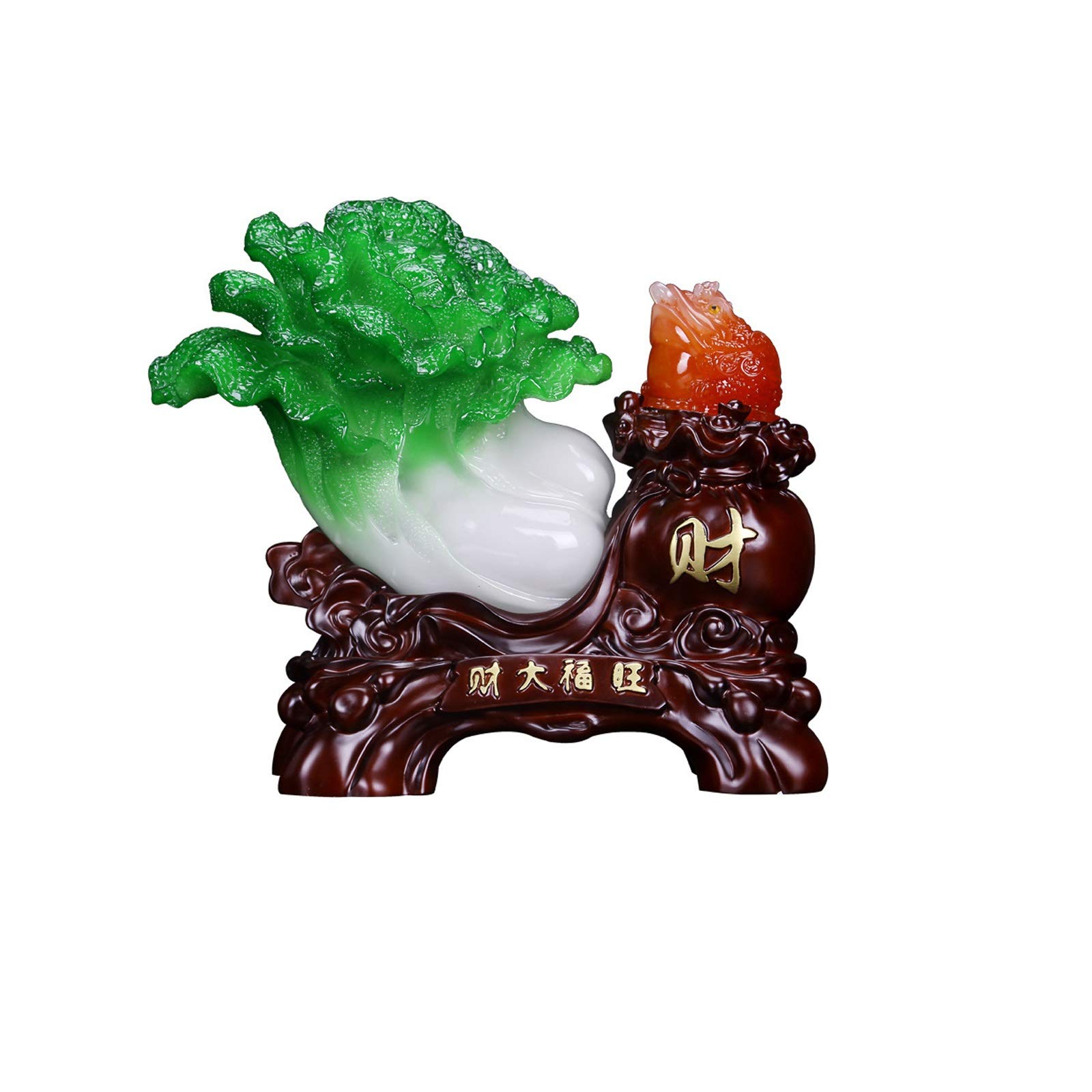 YNIYUJKL Feng Shui Golden Toad Cabbage Decoration Home Money Frog Decoration Crafts Lucky Golden Toad Statue Attracts Wealth And Good Luck Creative Figurine Sculptures