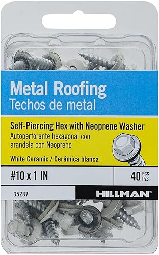 Miniatura 6 de The Hillman Group The Hillman Group 35287 - Láminas autoperforantes, color blanco, 10 x 1, paquete de 40 unidades
