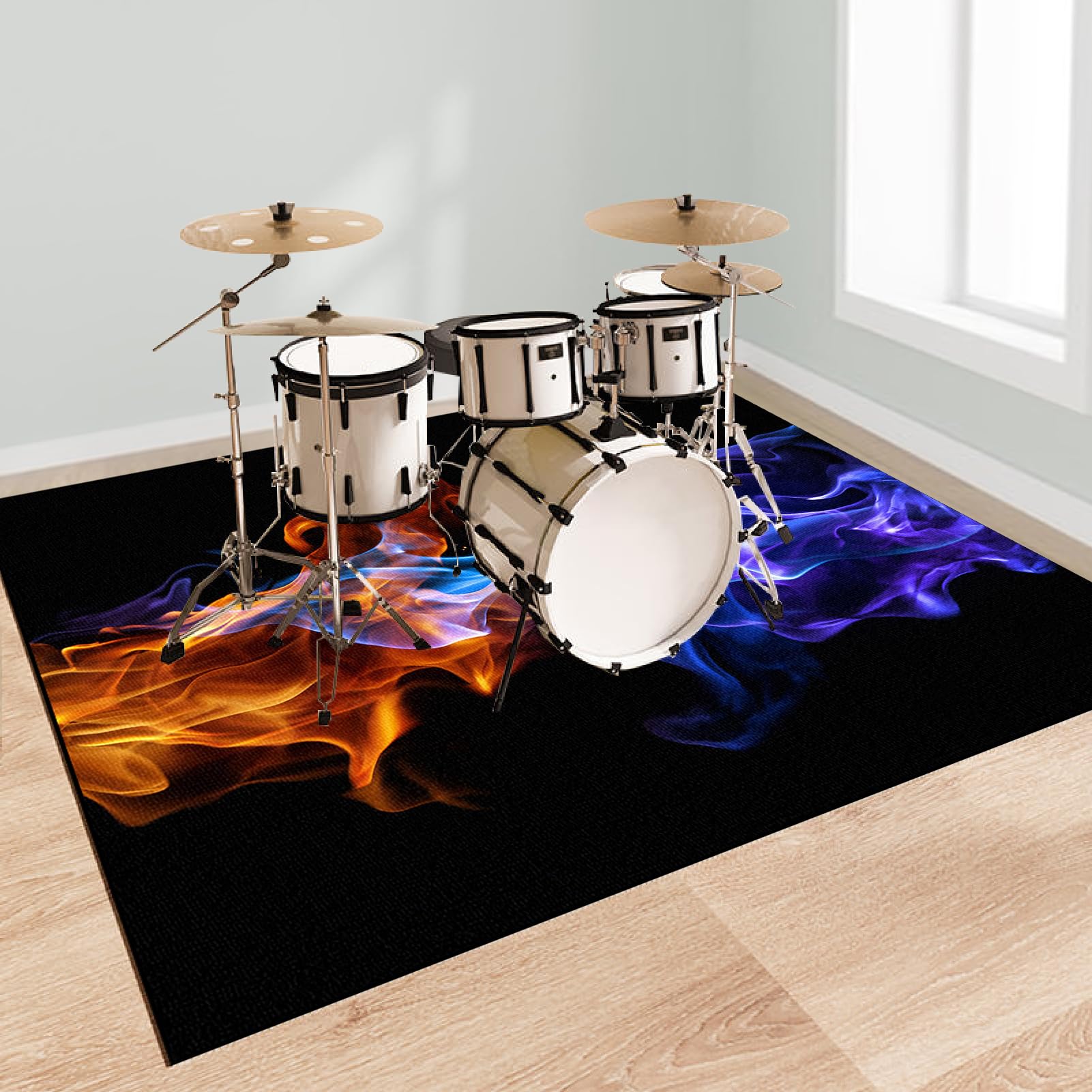 Tapis de Batterie Antidérapant et Insonorisant, Tapis de Protection pour Batterie électronique, Tapis de Tambour, Tapis pour Batterie et Percussions, Tapis Professionnel de Jazz 140 x 120 cm