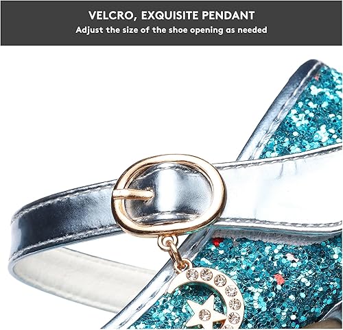 Miniatura 3 de Zapatos de vestir para niñas, Mary Jane, boda, fiesta, talón, lazo con purpurina, zapatos de princesa con flores para niños pequeños