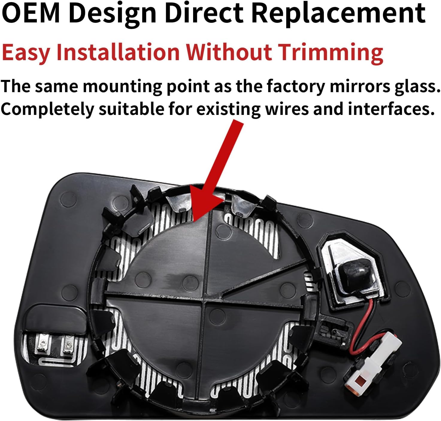 Driver Side Mirror Replacement for Ford Mustang 2015 2016 2017 - Left Side Mirror Glass, Rear View Mirrors Glass with Power Heated & Blind Spot(OEM:FR3Z-17K707-G)