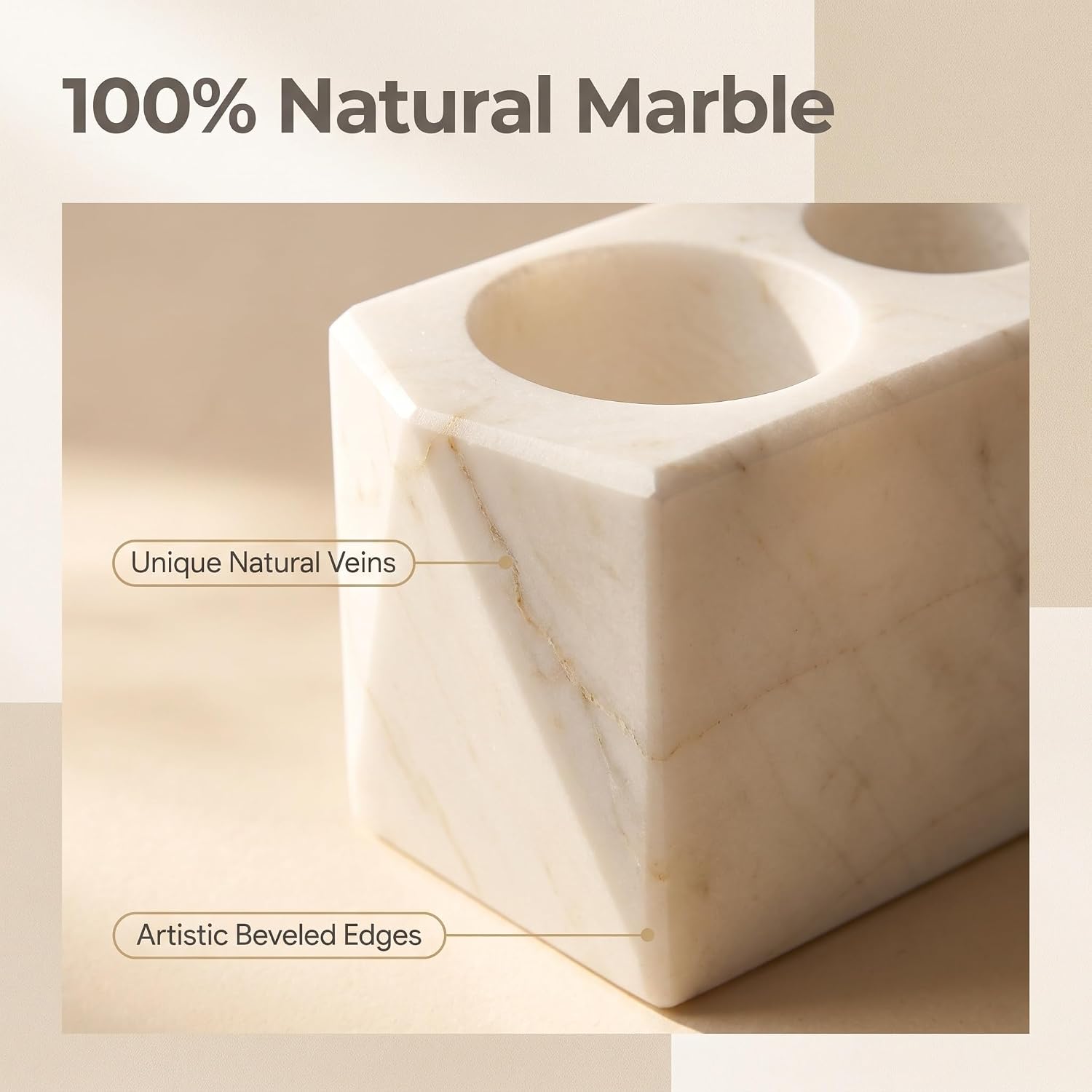 Marble Toothbrush Holder, 4 Slots for Multiple Toothbrushes image 2