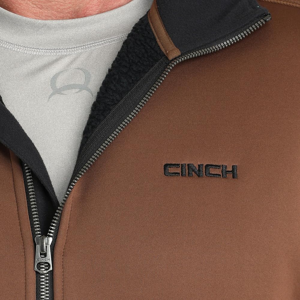 Cinch Men's Sherpa Backed Fleece Brown Hoodie - Image 4