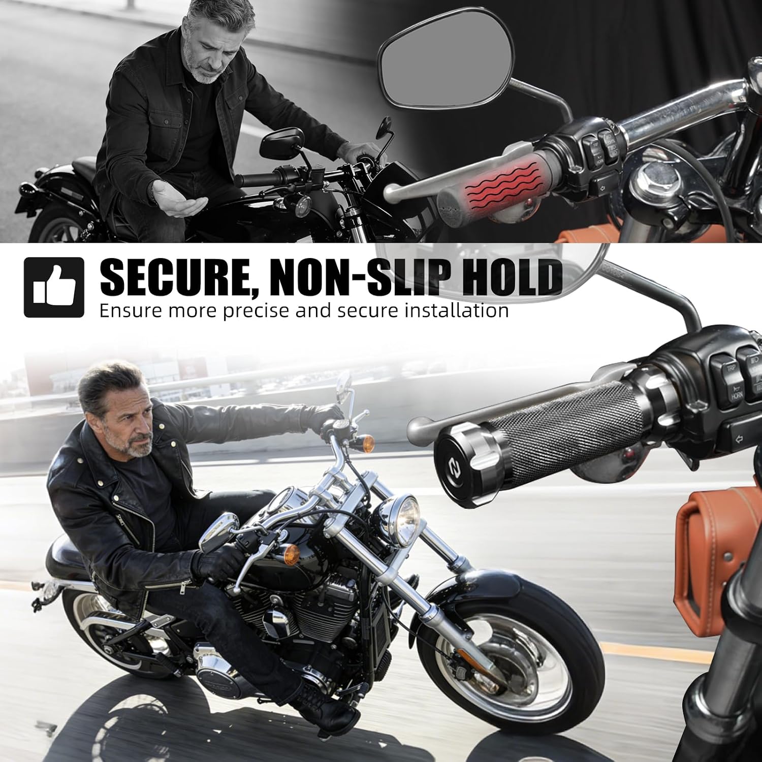 NICECNC 7/8" Motorcycle Handlebar Grips Compatible with Harley Dyna, Softail, Touring Models (1996-2017), Motorcycle Grips with 6061-T6 Aluminum, Non-Slip Hold, CNC-machined, Black