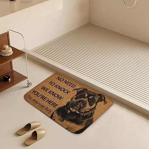 Miniatura 7 de Tapete de puerta con texto en inglés "American Bully", divertido con texto en inglés "We Know You are Here", tapete de puerta de American Bully,