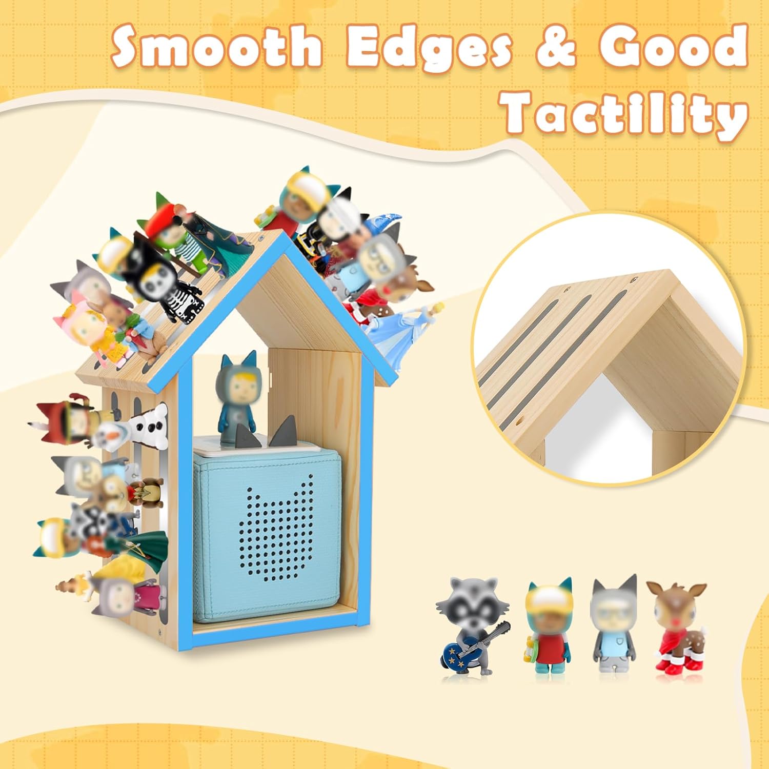 Taladad for Tonie Shelf,Tonies Storage for Creative Tonie Box 1 Toniebox 2 Magnetic Shelf for Tonie Figures,Characters,Wooden for Kids (Natural)