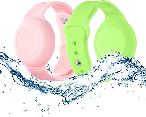 Pulsera impermeable para Airtag para niños (paquete de 2) - Pulsera de silicona suave para niños, funda completa compatible con Apple Airtag,